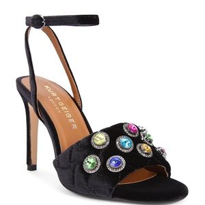 Kurt Geiger Black Sandals with Multicolor Embellishments
